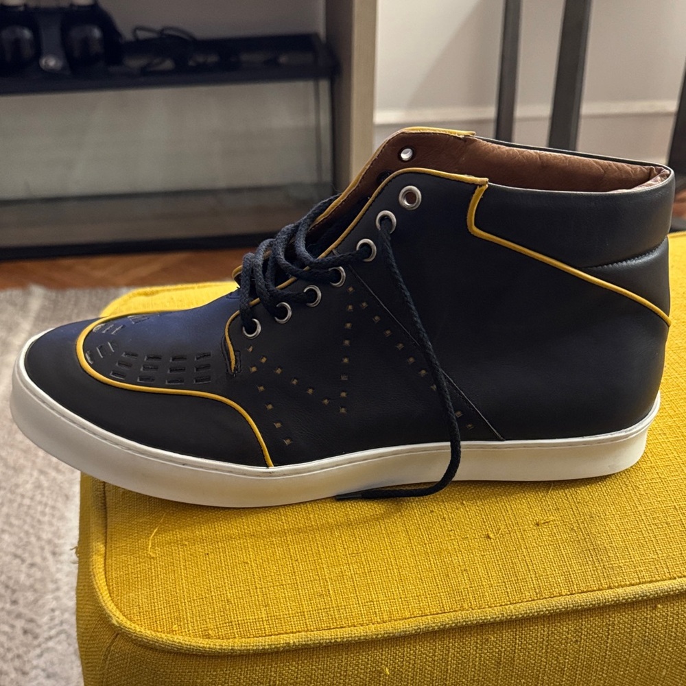 Alexander McQueen Black and Yellow High-Top Sneakers